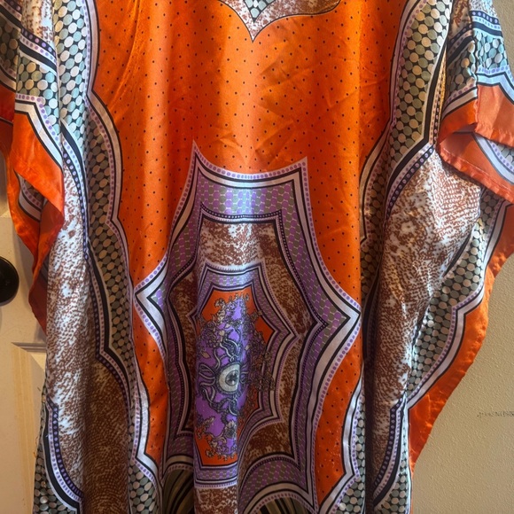 EY Signature Especially Your Orange Colorful Cafton Poncho Muumuu One Size - Picture 3 of 15